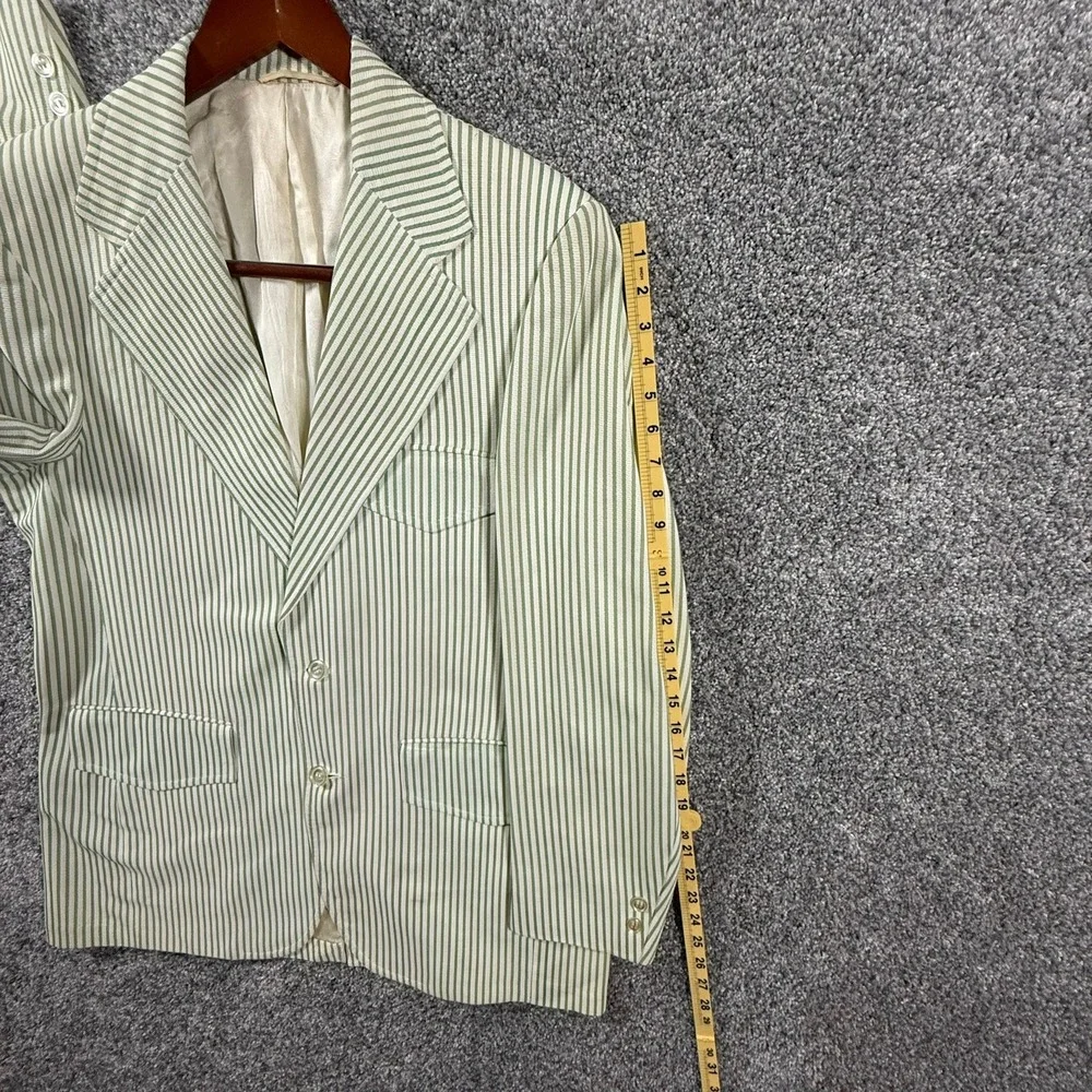 Palm Beach Vintage Mens 42R Blazer Green White Striped Sport Coat